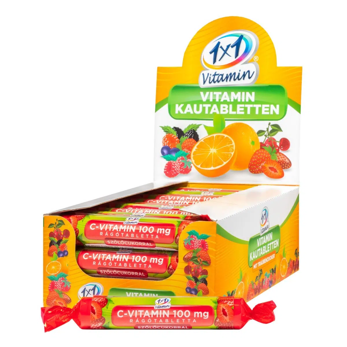1x1 Vitamin C-vitamin epres szőlőcukor rágótabletta - 17db