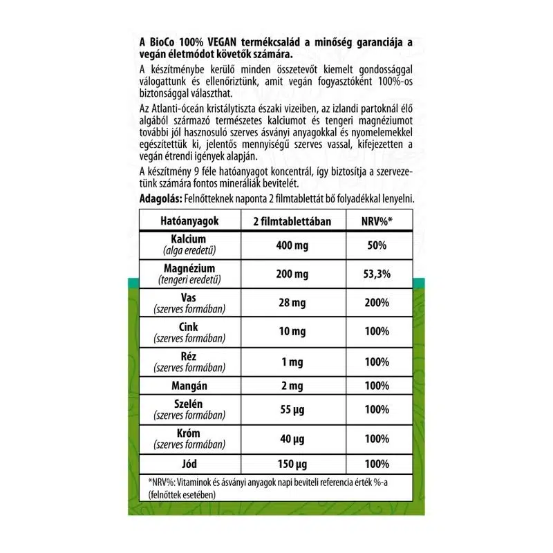 BioCo 100% VEGAN Alga Kalcium & Tengeri Magnézium filmtabletta - 60db - Image 2