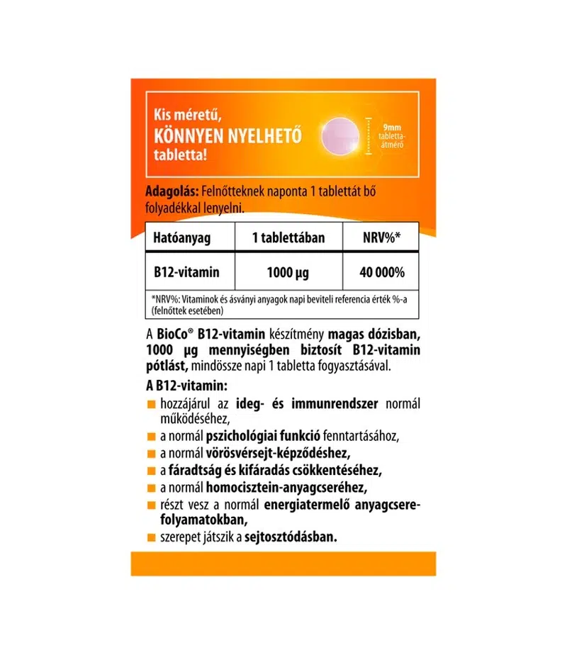 BioCo B12-vitamin 1000mcg tabletta - 60db - Image 2
