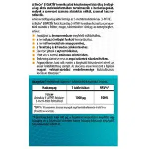 BioCo Bioaktív Folát 5-MTHF tabletta - 30db - Image 2