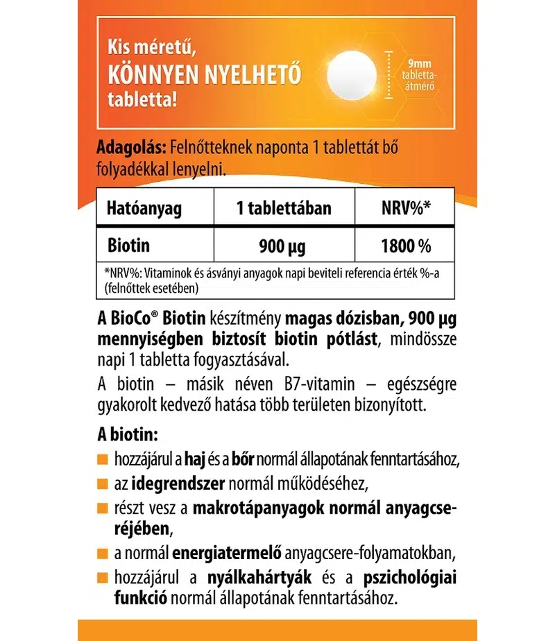 BioCo Biotin 900μg tabletta - 90db - Image 2