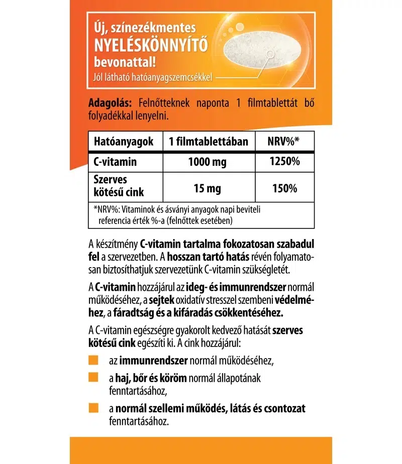 BioCo C+Cink Retard C-vitamin 1000mg + szerves Cink filmtabletta - 60db - Image 2