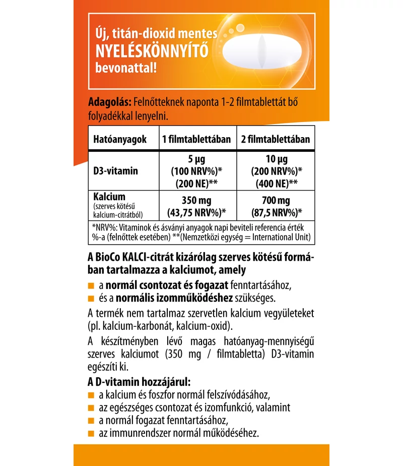 BioCo KALCI-citrát + D3-vitamin megapack - 90db - Image 2