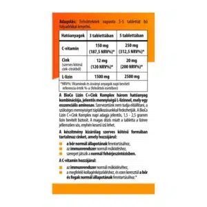 BioCo Lizin C+Cink Komplex tabletta - 30db - Image 2
