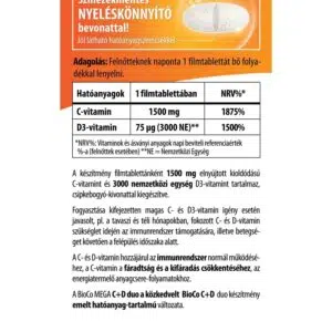 BioCo MEGA C+D duo C-vitamin 1500mg + D3-vitamin 3000NE RETARD filmtabletta - 100db - Image 2