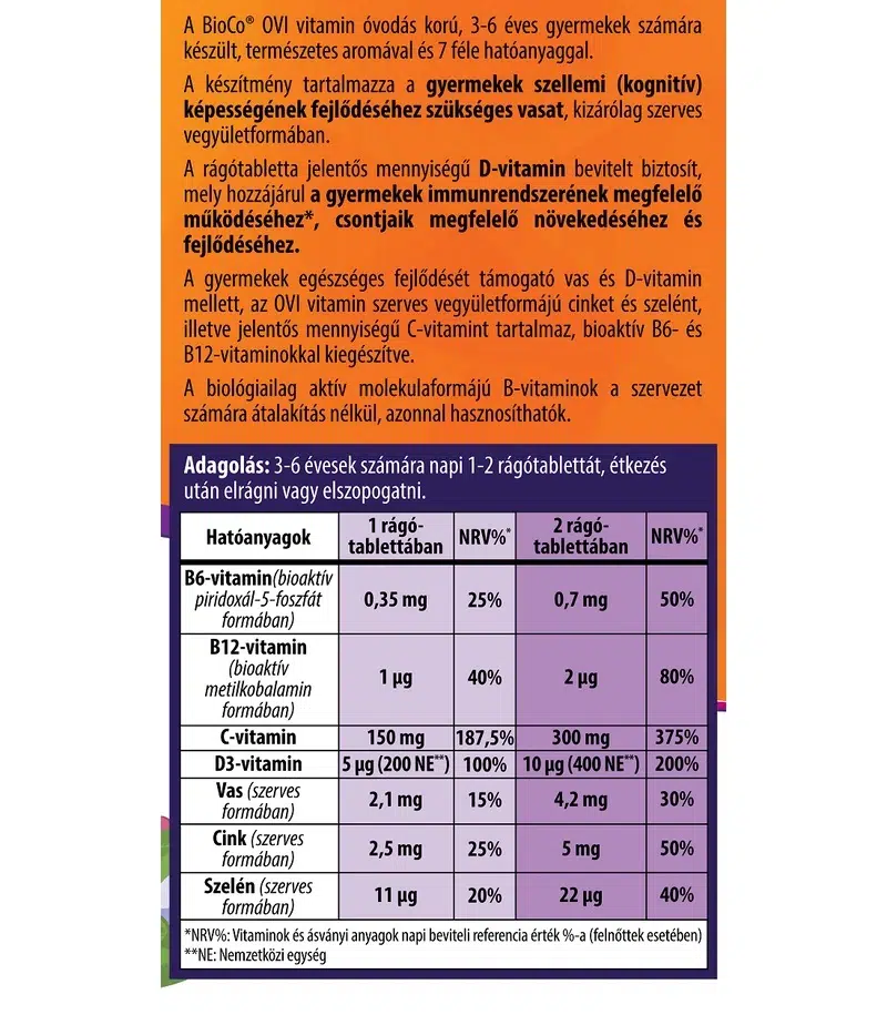 BioCo OVI-Vitamin rágótabletta - 90db - Image 2