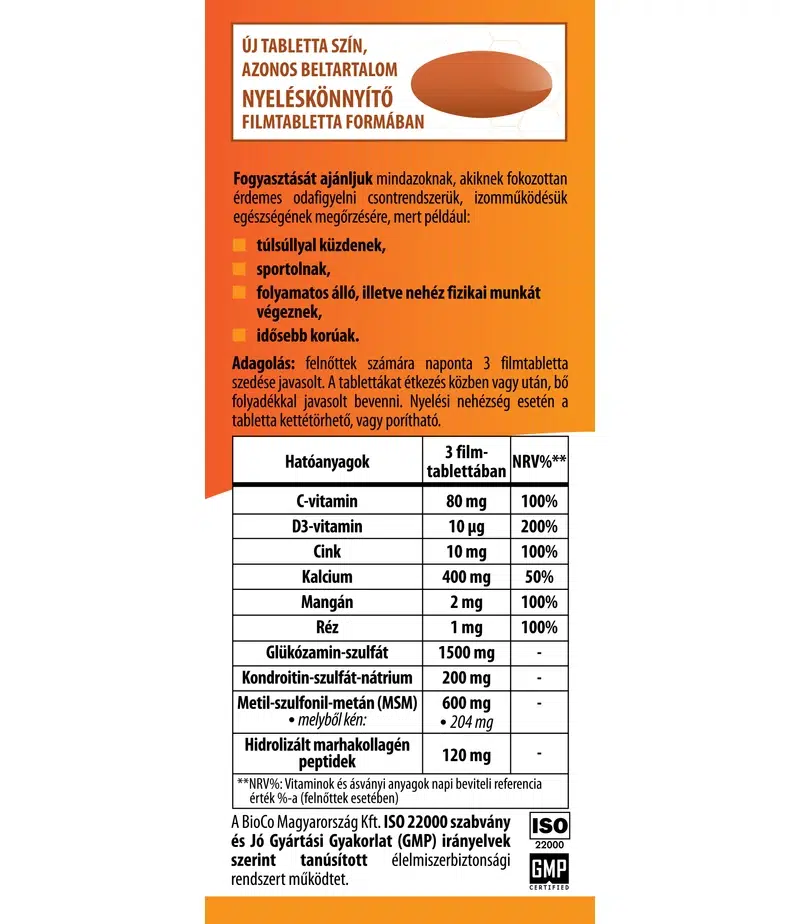 BioCo Porc & Izom Csont Komplex kondroitinnel tabletta - 60db - Image 2