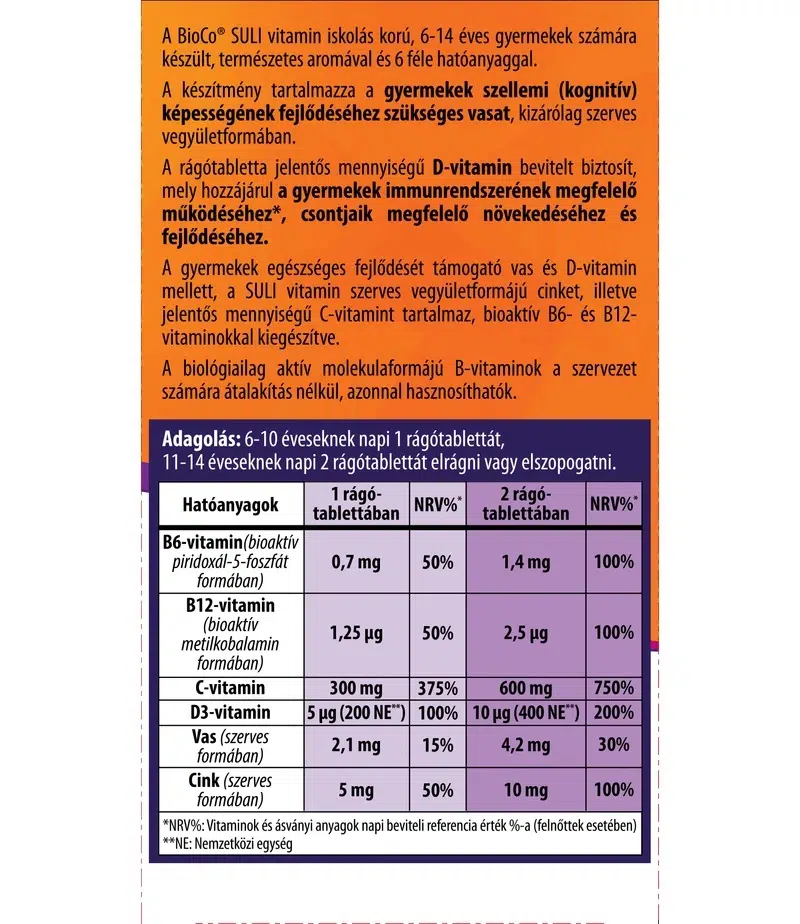BioCo Suli-Vitamin cseresznye ízű rágótabletta - 90db - Image 2