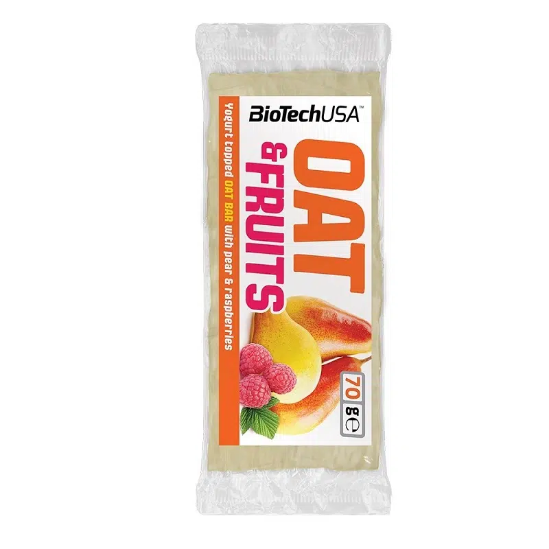 BioTech USA Oat & Fruit joghurtos körte-málna szelet - 70g