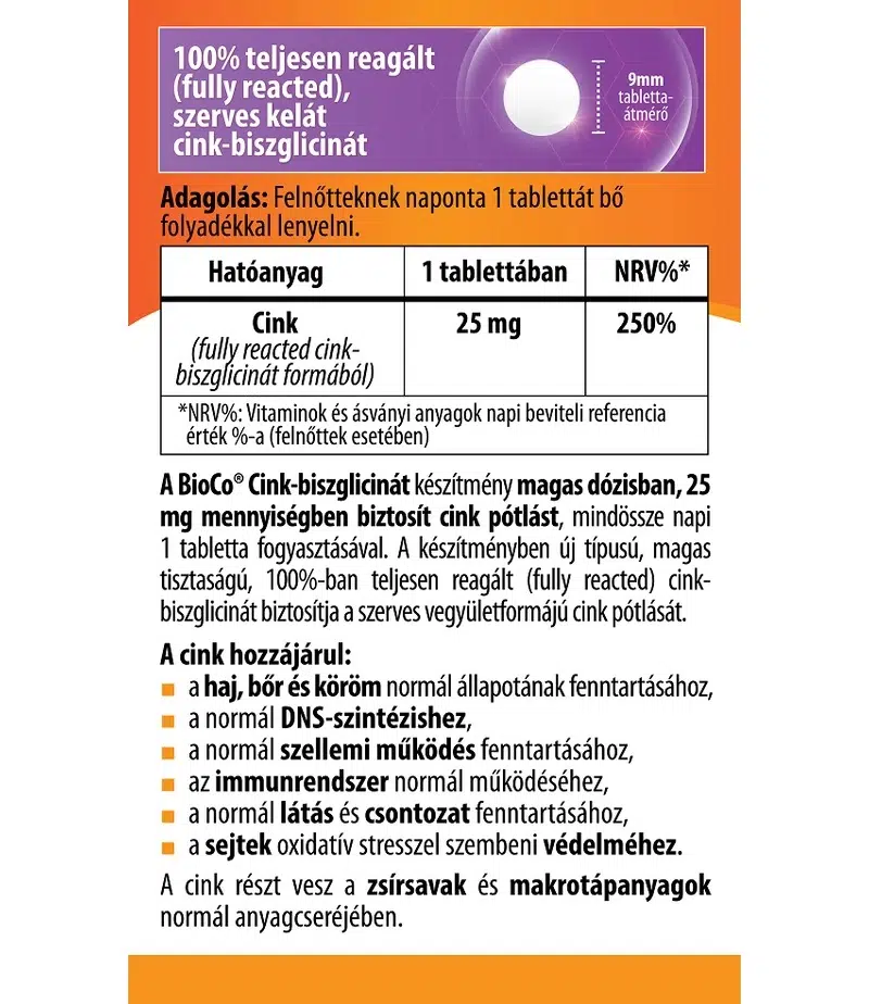 BioCo Cink-biszglicinát tabletta - 60db - Image 2