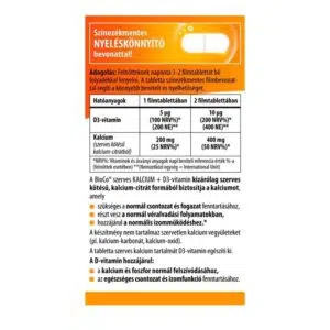 BioCo Szerves Kalcium + D3-vitamin filmtabletta - 90db - Image 2