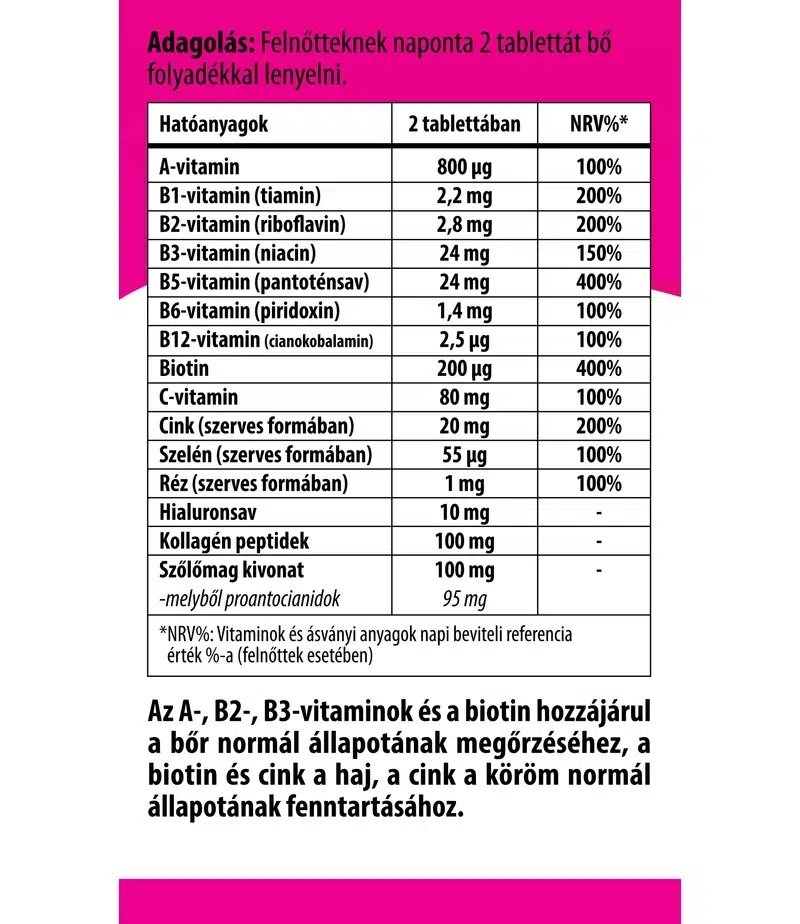 BioCo Szépség EXTRA tabletta - 60db - Image 2