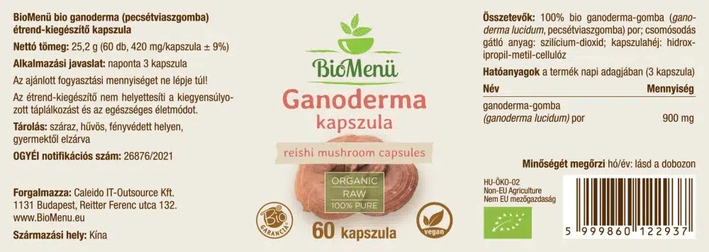 Biomenü Bio Ganoderma kapszula - 60db - Image 2