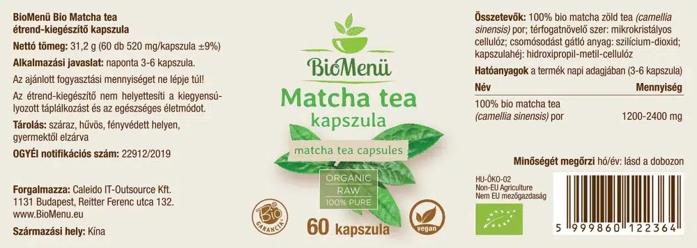 Biomenü Bio Matcha tea kapszula - 60db - Image 2