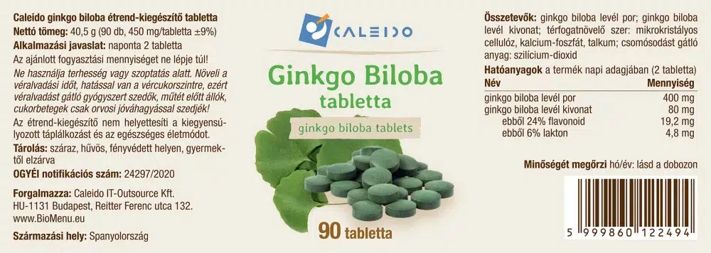 Caleido Ginkgo Biloba tabletta - 90db - Image 2