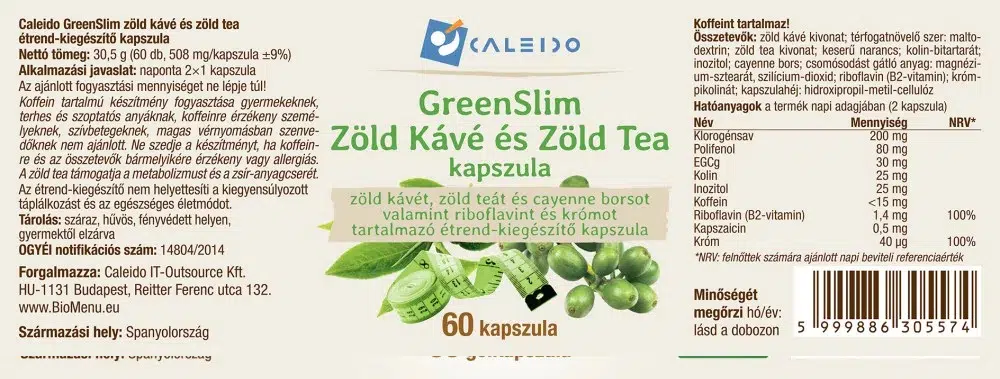 Caleido GreenSlim Zöld kávé és Zöld tea kapszula - 60db - Image 2