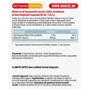 Dr. Herz Biotin + Szerves Cink kapszula - 60db - Image 2