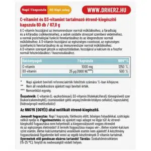 Dr. Herz C-vitamin 1000mg + D3-vitamin 1000NE kapszula - 60db - Image 2