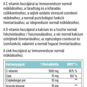 Dr. Herz C-vitamin 1500mg + D3+Cink RETARD filmtabletta – 60db - Image 2