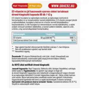 Dr. Herz D3-vitamin 2000NE + Szerves Cink kapszula - 60db - Image 2