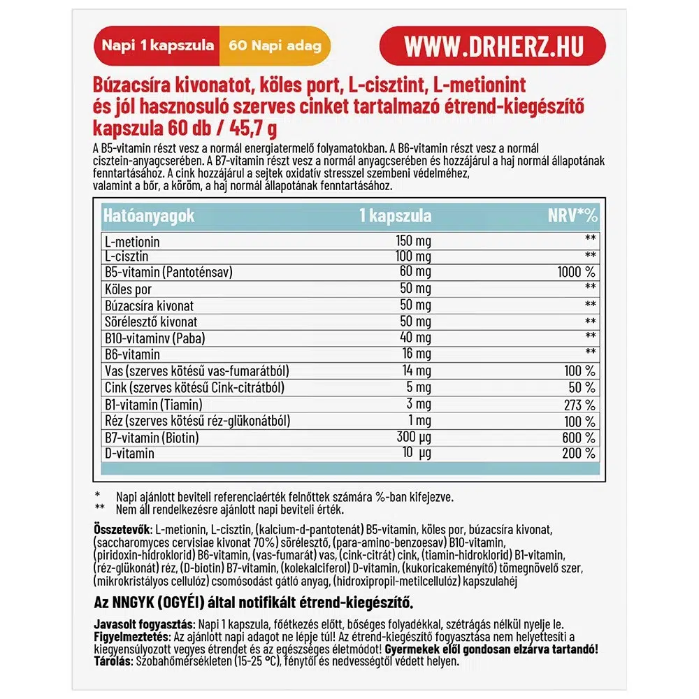 Dr. Herz Hair Multivitamin Komplex kapszula - 60db - Image 2