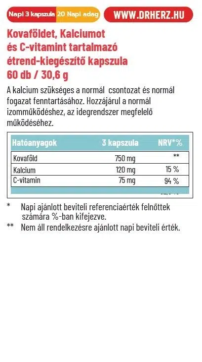 Dr. Herz Kovaföld + Kalcium + C-vitamin kapszula - 60db - Image 2