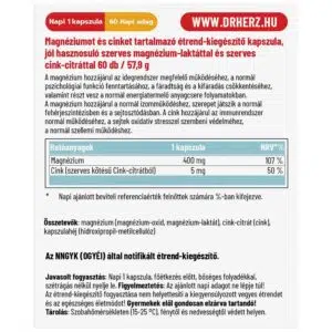 Dr. Herz Magnézium Supra 400mg + Szerves Cink kapszula - 60db - Image 2
