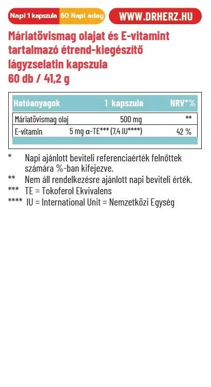 Dr. Herz Máriatövismag olaj kapszula - 60db - Image 2