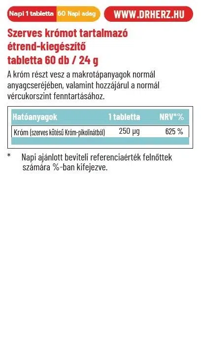Dr. Herz Szerves Króm 250μg tabletta - 60db - Image 2