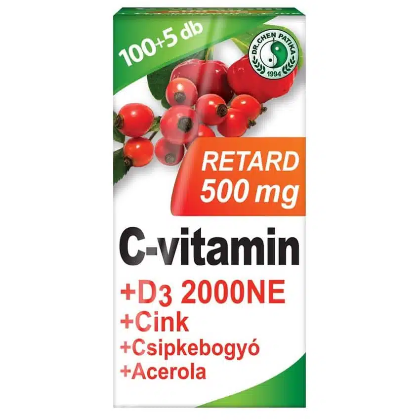 Dr. Chen C-vitamin 500mg+D3-vitamin+cink RETARD tabletta - 105db