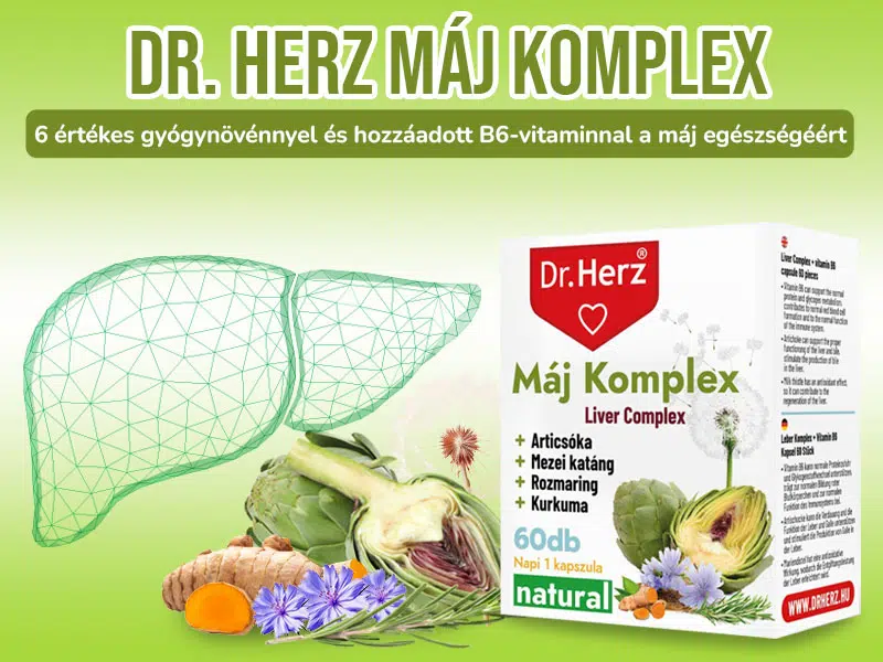 A Dr. Herz Máj Komplex kapszula májvédő és méregtelenítő hatású gyógynövényeket tartalmaz