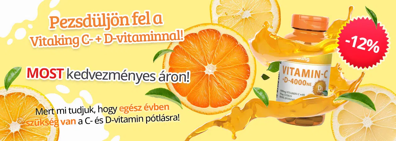 Vitaking C-vitamin 1000mg + D3-vitamin 4000NE tabletta – 90db