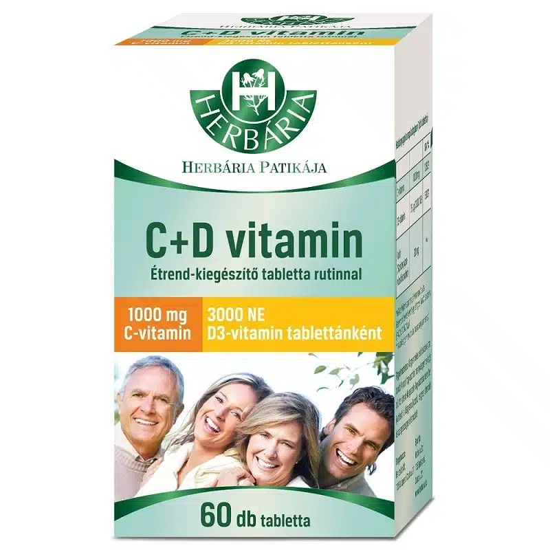 Herbária C+D C-vitamin 1000mg + D3-vitamin 3000NE filmtabletta – 60db