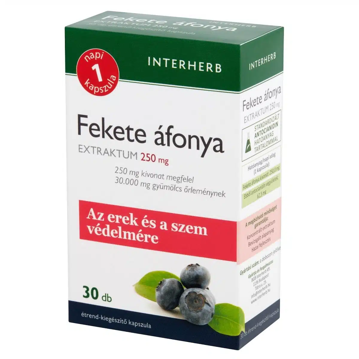 Interherb Napi 1 fekete áfonya extraktum 250mg kapszula - 30db