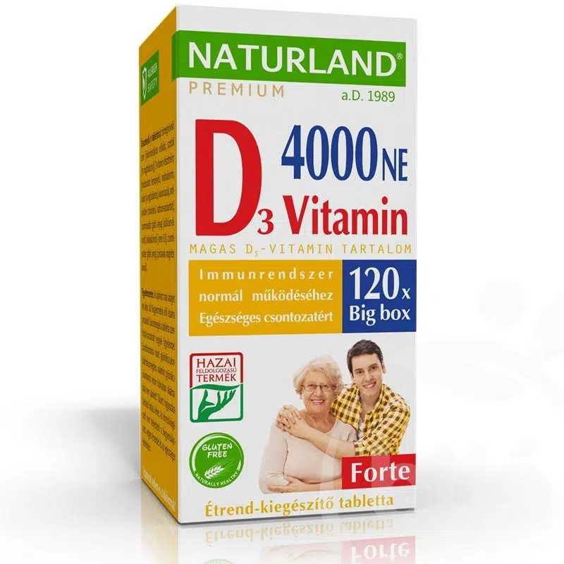 Naturland D3-vitamin 4000NE Forte Prémium tabletta - 120db