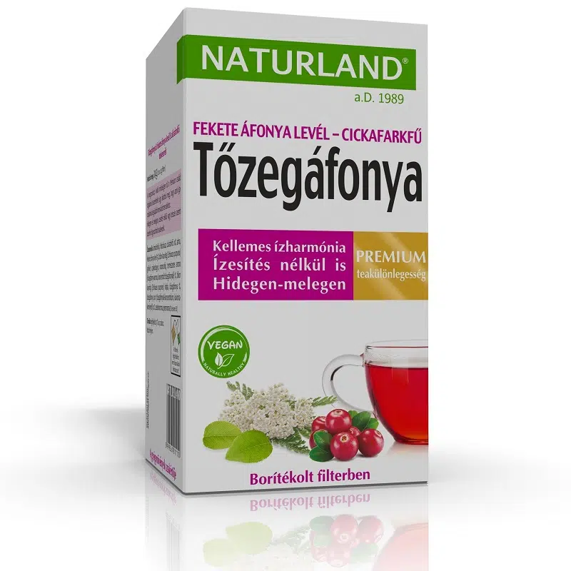 Naturland Prémium Tőzegáfonya-feketeáfonyalevél-cickafark tea - 20 filter