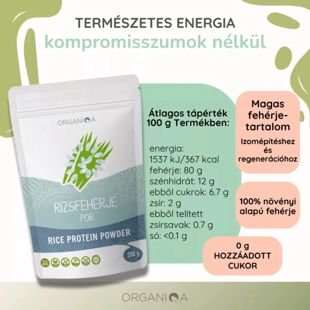 Organiqa Bio Rizsfehérje por - 200g - Image 4