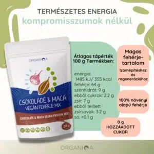 Organiqa 100% bio csokoládé-maca vegán fehérje mix - 200g - Image 3
