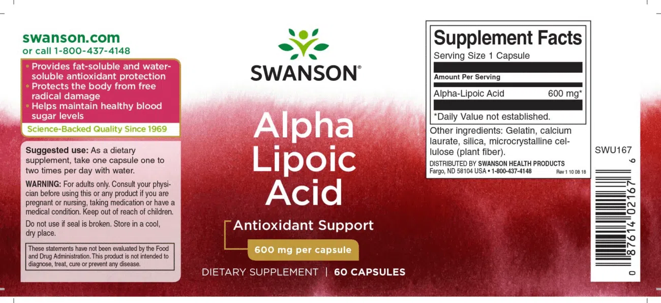 Swanson Alfa-liponsav 600mg kapszula - 60db - Image 2
