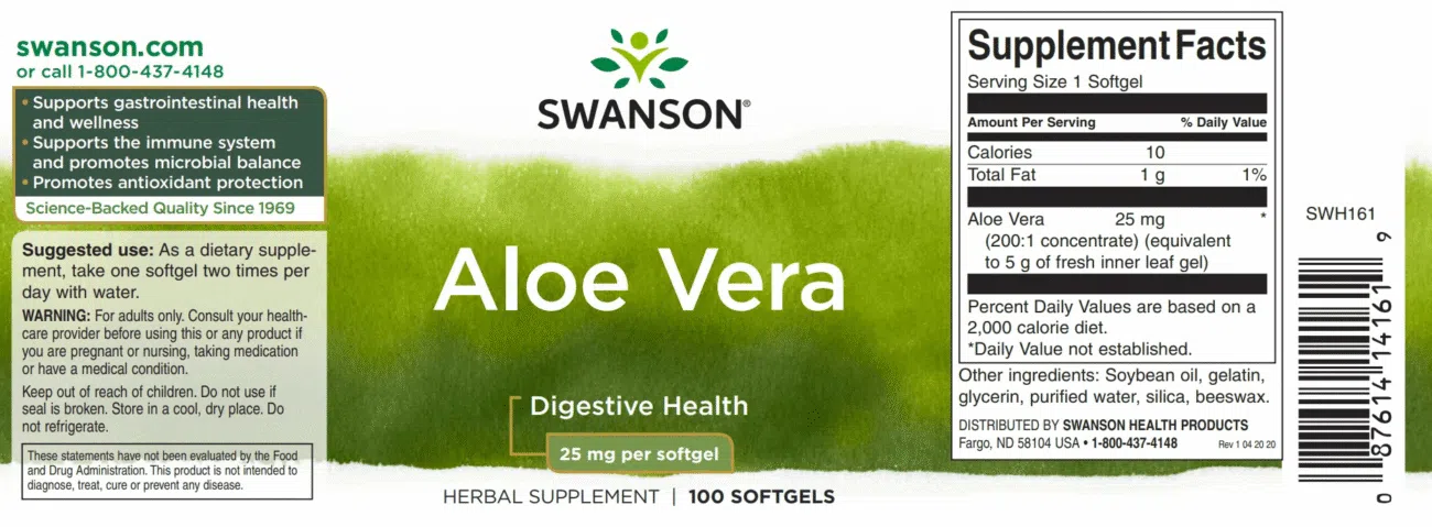 Swanson Aloe Vera kapszula - 100db - Image 2