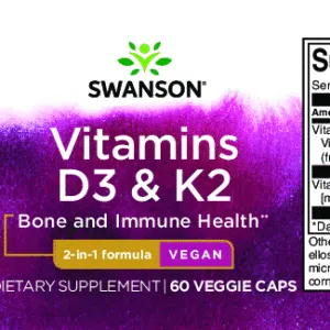 Swanson D3+K2-vitamin kapszula - 60db - Image 2