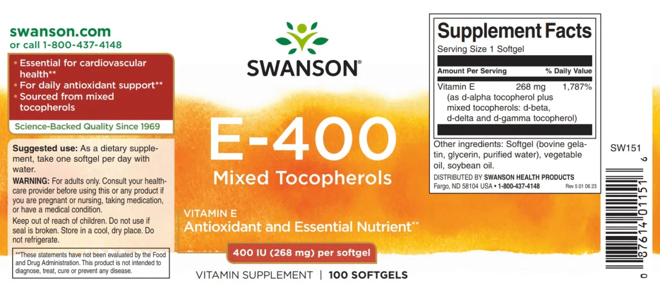 Swanson Ex-400NE E-vitamin lágyzselatin kapszula - 100db - Image 2