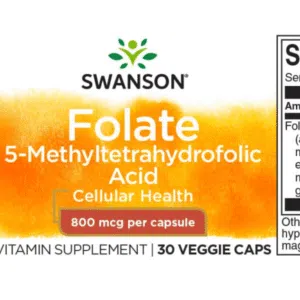 Swanson Folate (Folát) kapszula - 30db - Image 2