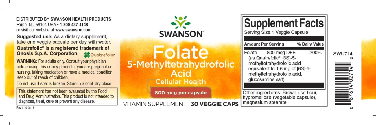Swanson Folate (Folát) kapszula - 30db - Image 2