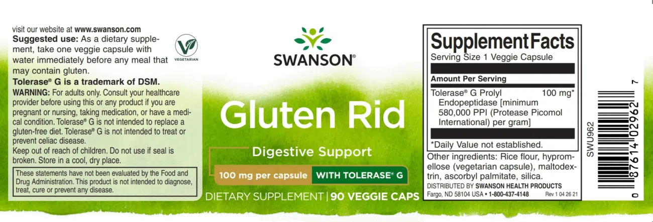 Swanson Gluten Rid Enzim kapszula - 90db - Image 2