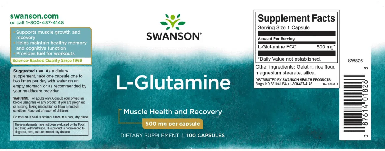 Swanson L-Glutamin kapszula - 100db - Image 2