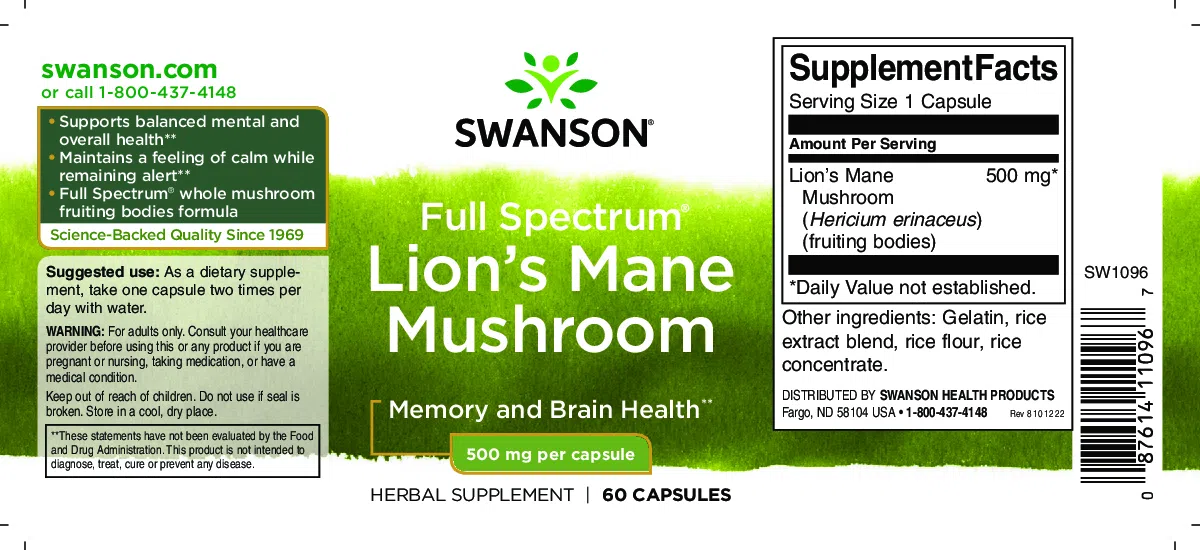 Swanson Lion's Mane - Süngomba kapszula - 60db - Image 2
