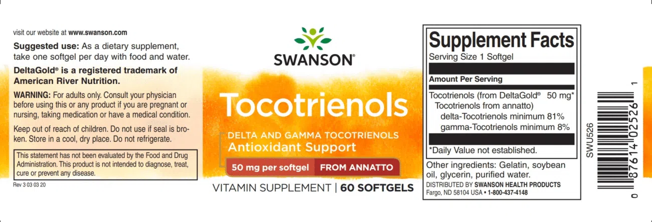 Swanson Tocotrienols - antioxidáns lágyzselatin kapszula - 60db - Image 2