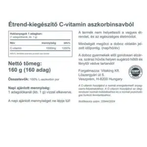 VitaKing Aszkorbinsav + C-vitamin por - 160g - Image 2