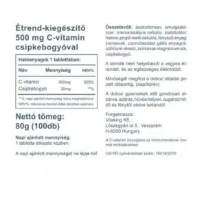 Vitaking C-500 C-vitamint és csipkebogyót tartalmazó tabletta - 100 db - Image 3